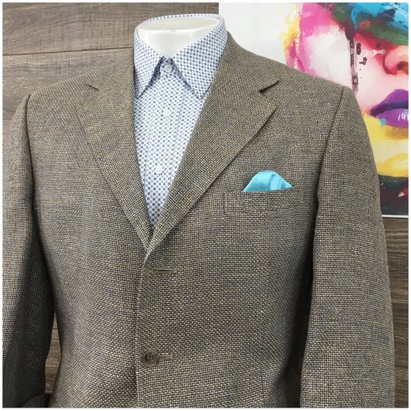 Norm Thompson Mens Blazer Sport Coat Casual Jacket Size 42R Vintage‎ Silk Suit - Picture 2 of 14
